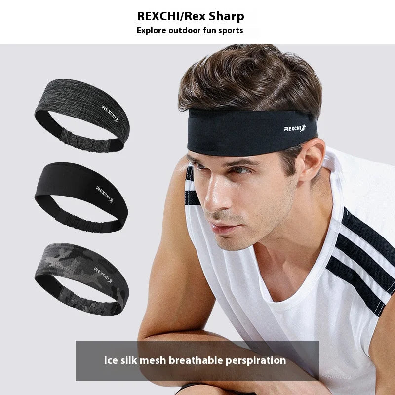Sports Headband for Men, Outdoor Cycling, Ice Silk, Breathable Fitness, Running, Basketball, Sweat Wicking and Absorbent Headban