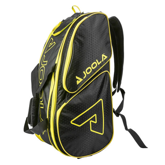 JOOLA Tour Elite Pickleball Bag, Backpack, Duffle Bag for Pickleball and Racket Sports, Black/Yellow