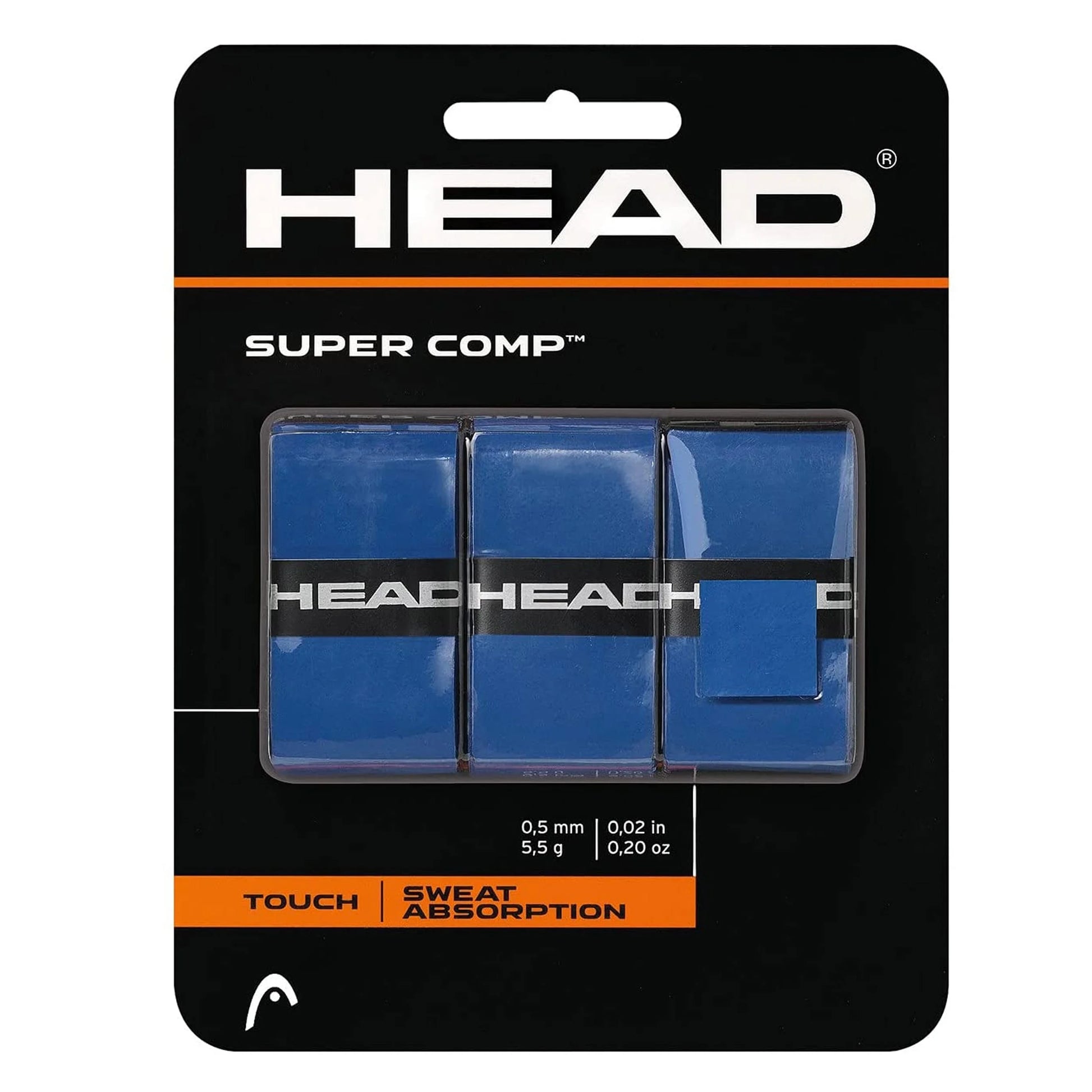 Super Comp Overgrip - Pack with Finishing Tape, Blue, Ideal for Any Racquet Sport