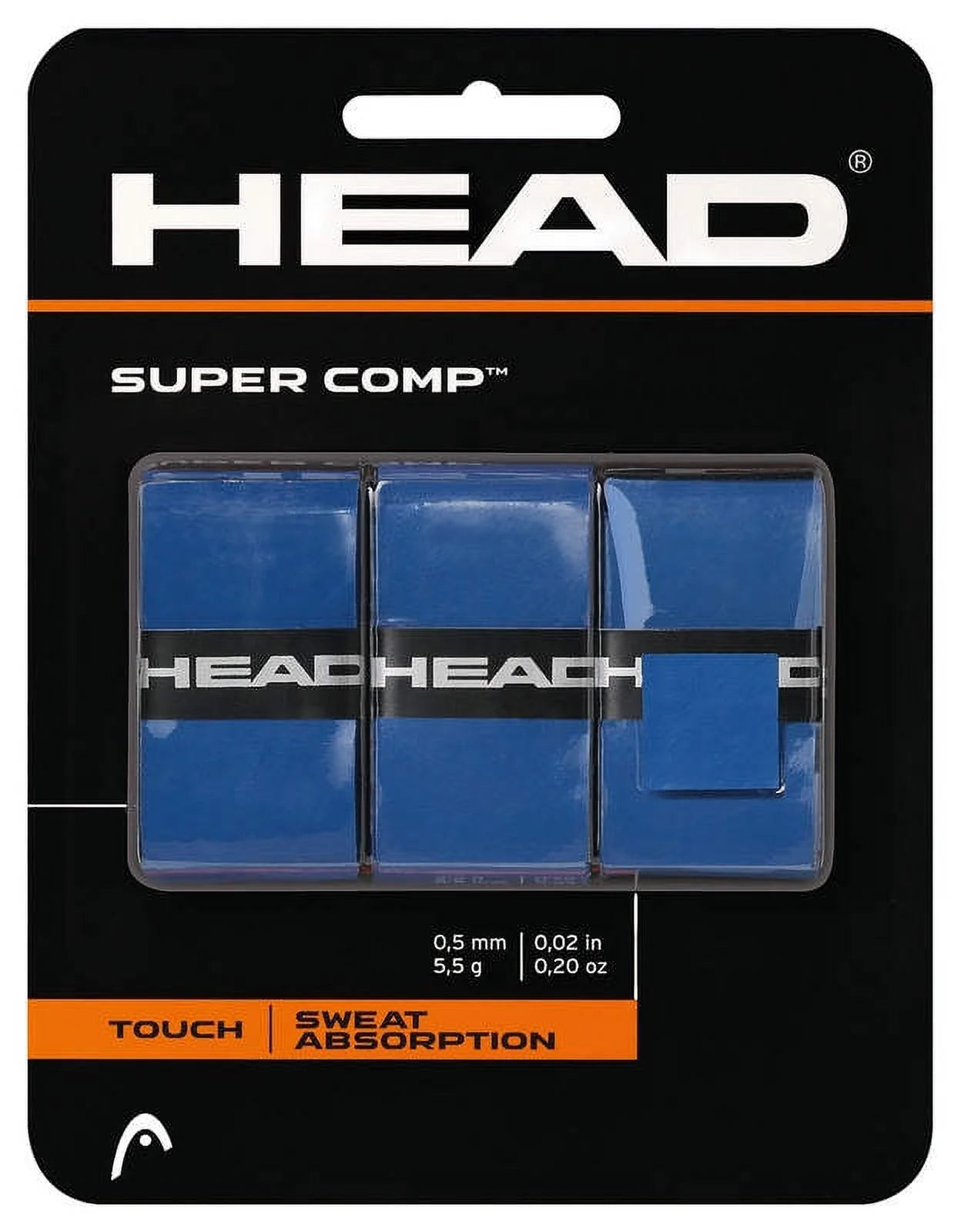 Super Comp Overgrip - Pack with Finishing Tape, Blue, Ideal for Any Racquet Sport