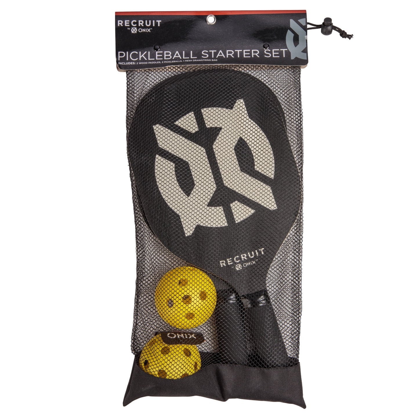 Recruit by  Wood Pickleball Starter Set for All Ages and Levels to Learn to Play, Black