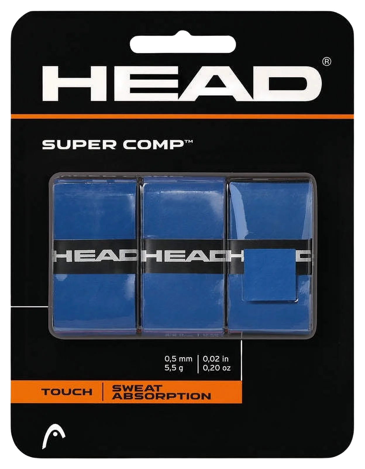 Super Comp Overgrip - Pack with Finishing Tape, Blue, Ideal for Any Racquet Sport
