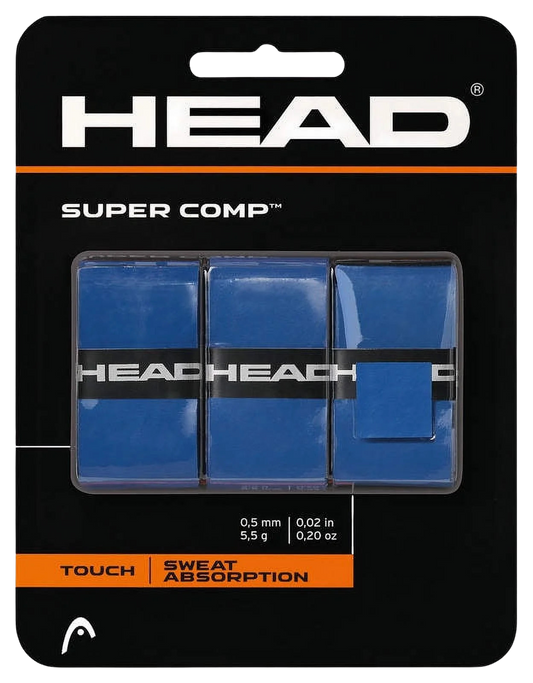 Super Comp Overgrip - Pack with Finishing Tape, Blue, Ideal for Any Racquet Sport