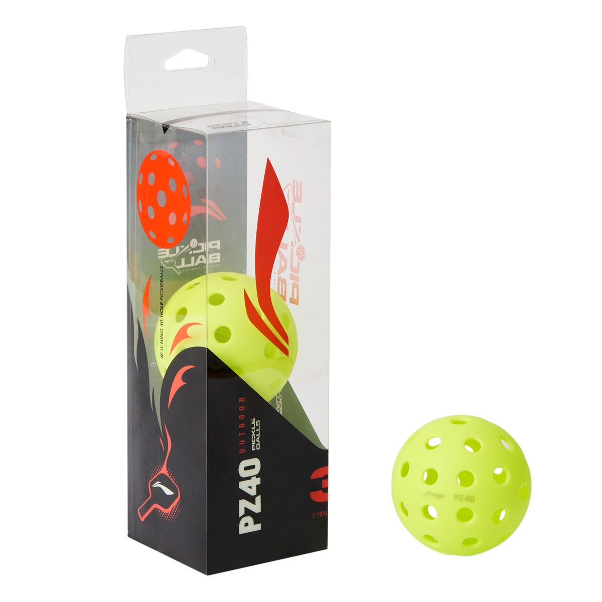 Li-Ning PZ40 Outdoor Pickleballs (3-Pack)