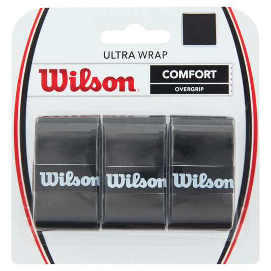 Ultra Wrap Tennis Racket Overgrip Wrap, Black - 3 Pack