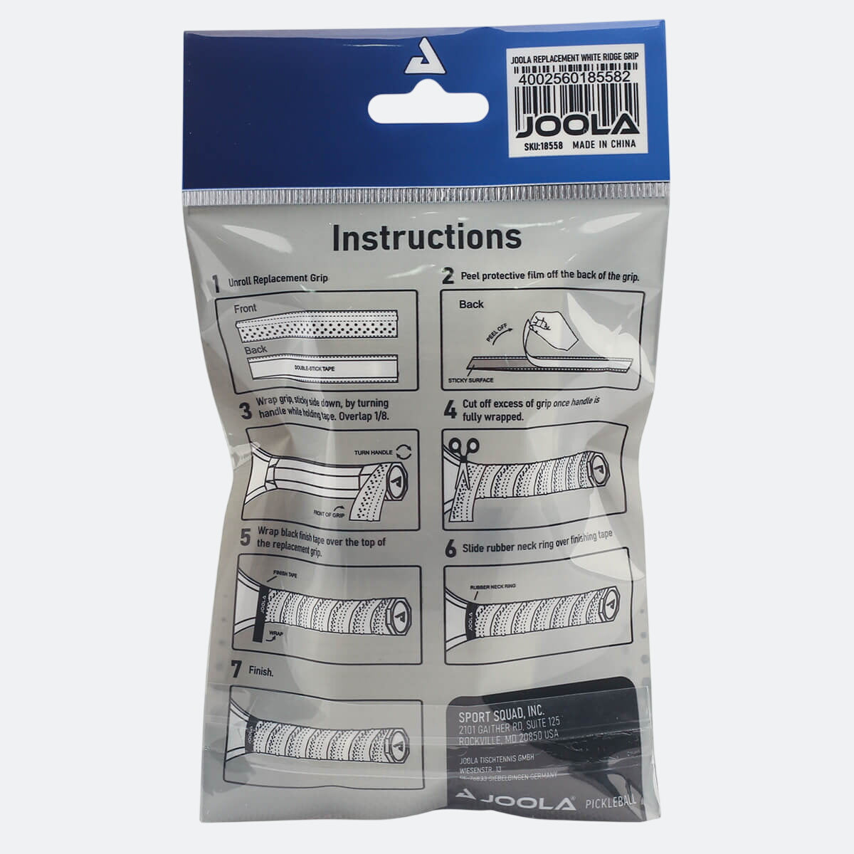 JOOLA Replacement White Ridge Grip (2 Pack)